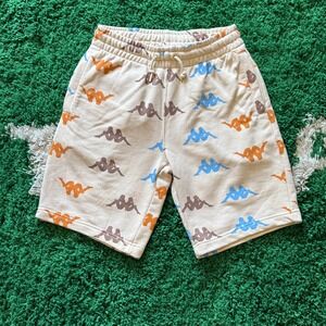 Kappa All Over‎ Print Shorts Beige Blue Orange Brown Small Casual